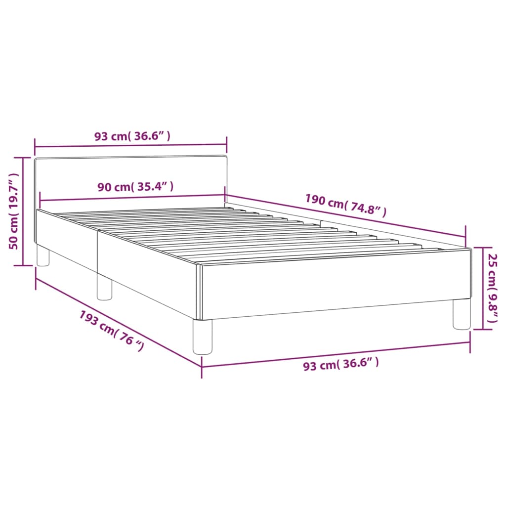 vidaXL Giroletto con Testiera Marrone Scuro 90x190 cm in Tessuto