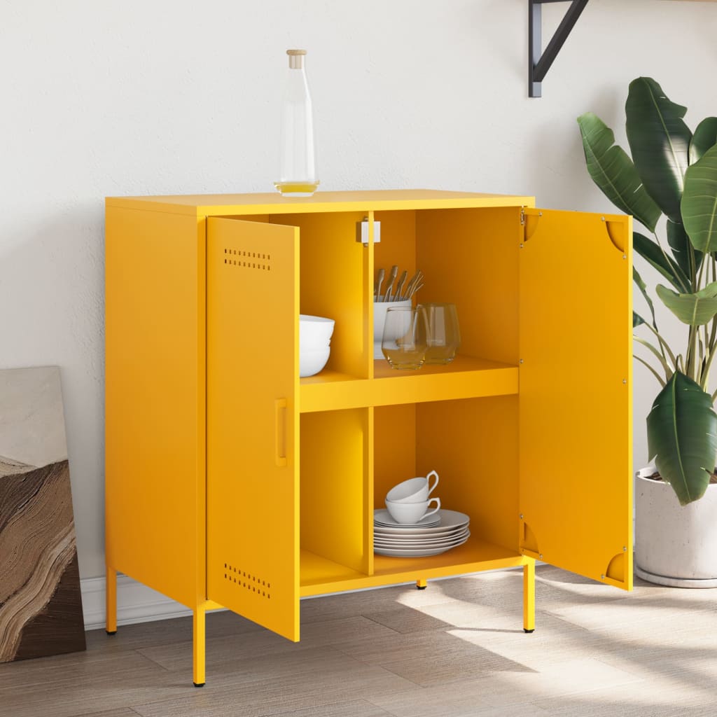 vidaXL Credenza Giallo Senape 68x39x79 cm in Acciaio