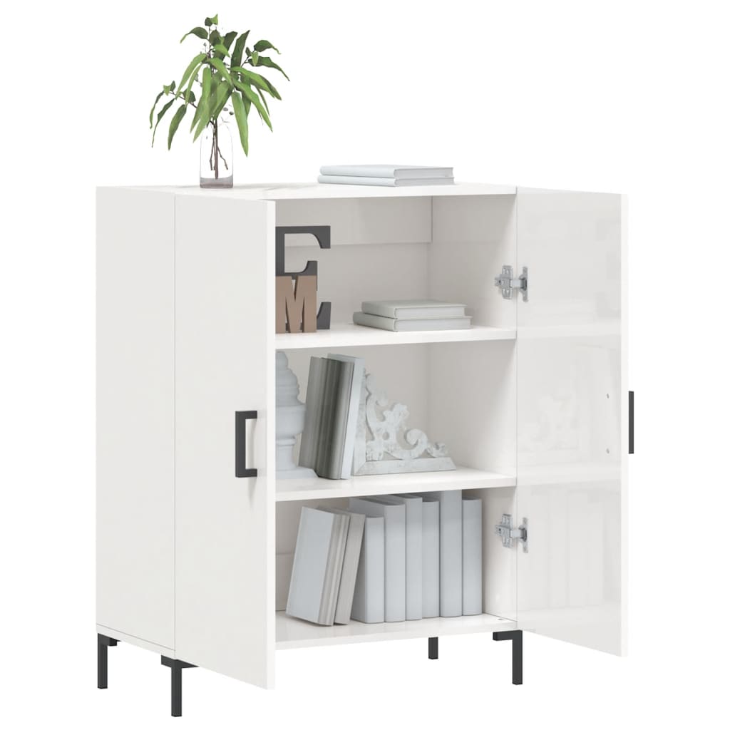 vidaXL Credenza 69,5x34x90 cm in Legno Multistrato Bianco Lucido