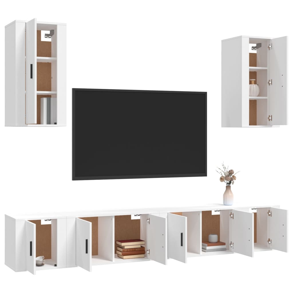 vidaXL Set di Mobili Porta TV 6 pz Bianco in Legno Multistrato