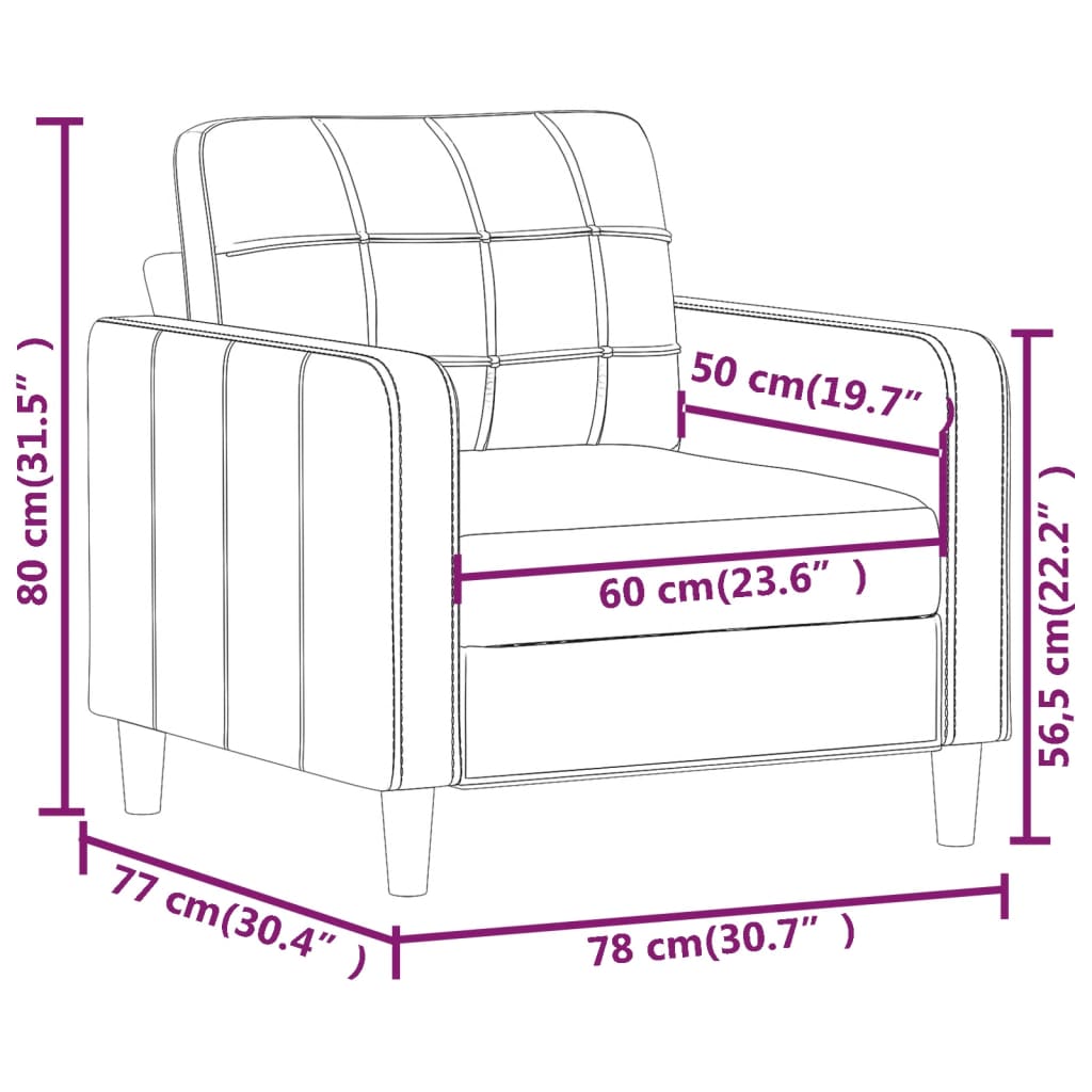 vidaXL Poltrona Tortora 60 cm in Tessuto