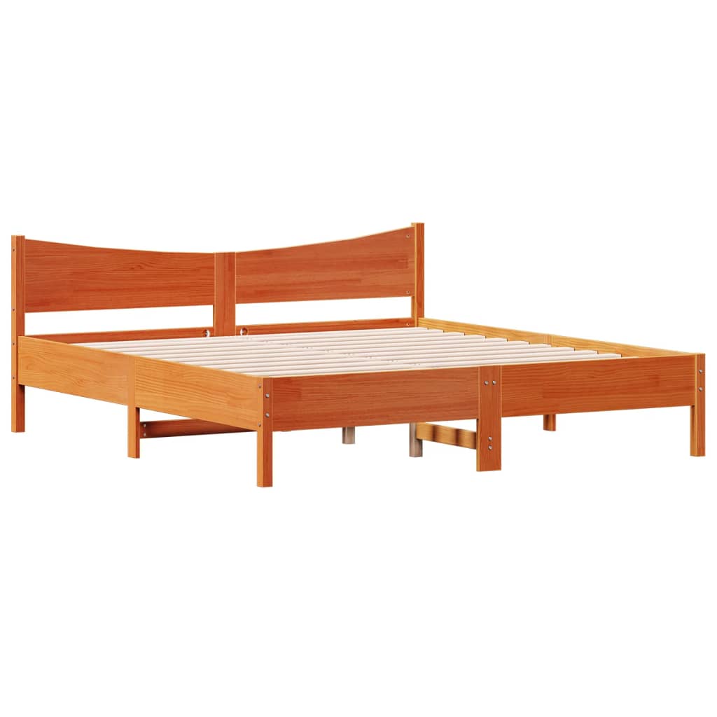 vidaXL Giroletto senza Materasso Marrone Cera 200x200 cm Legno di Pino