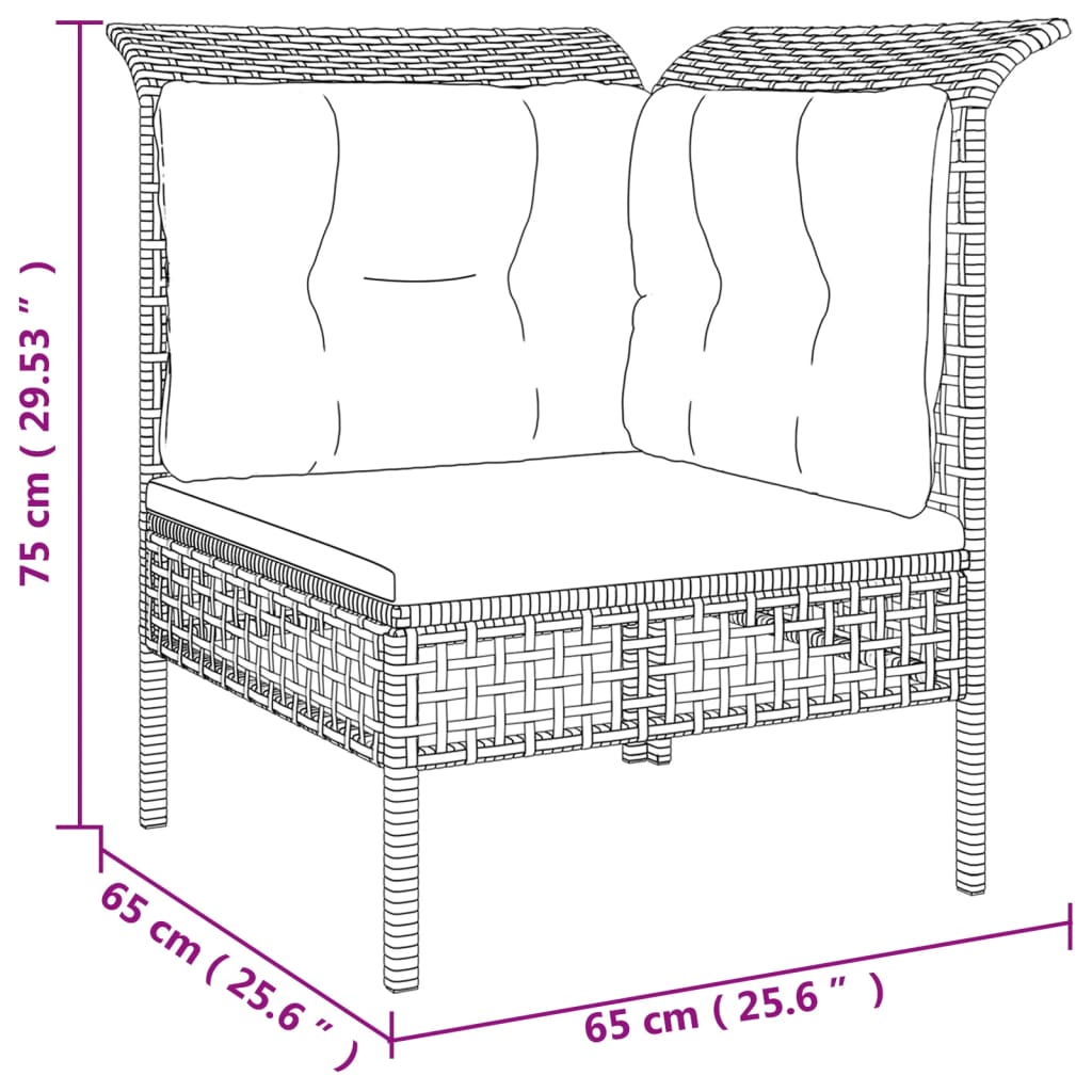 vidaXL Set Divani da Giardino 5 pz con Cuscini in Polyrattan Grigio