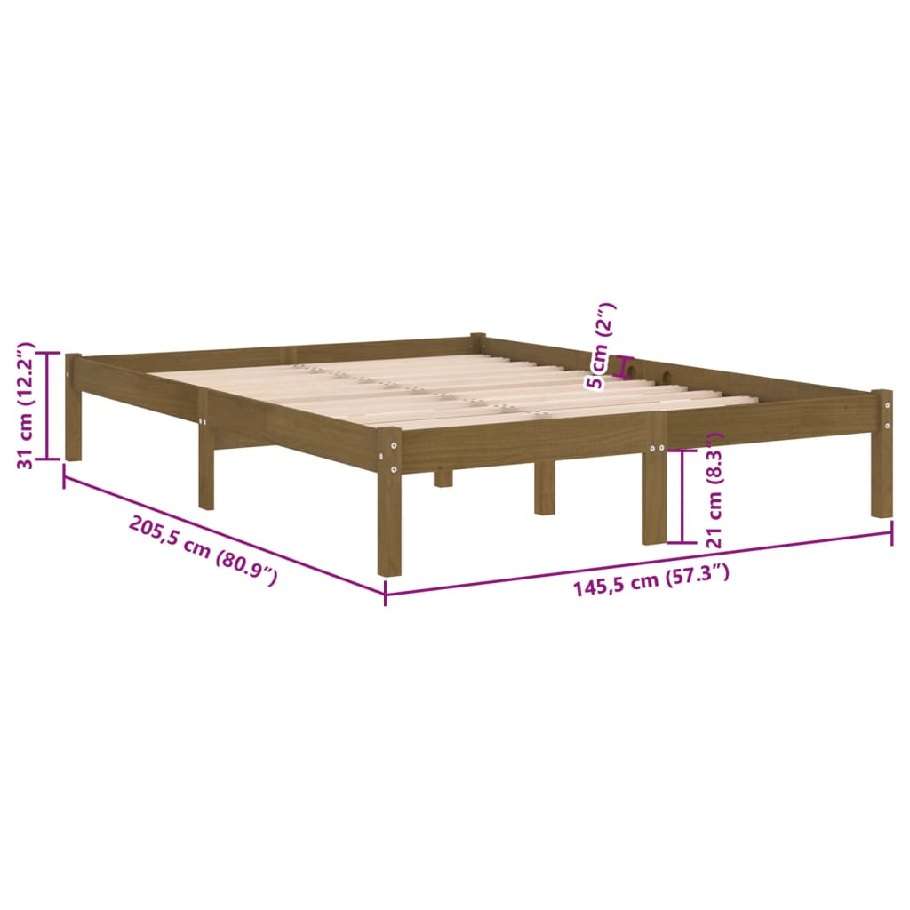 vidaXL Giroletto senza Materasso Ambra in Legno di Pino 140x200 cm