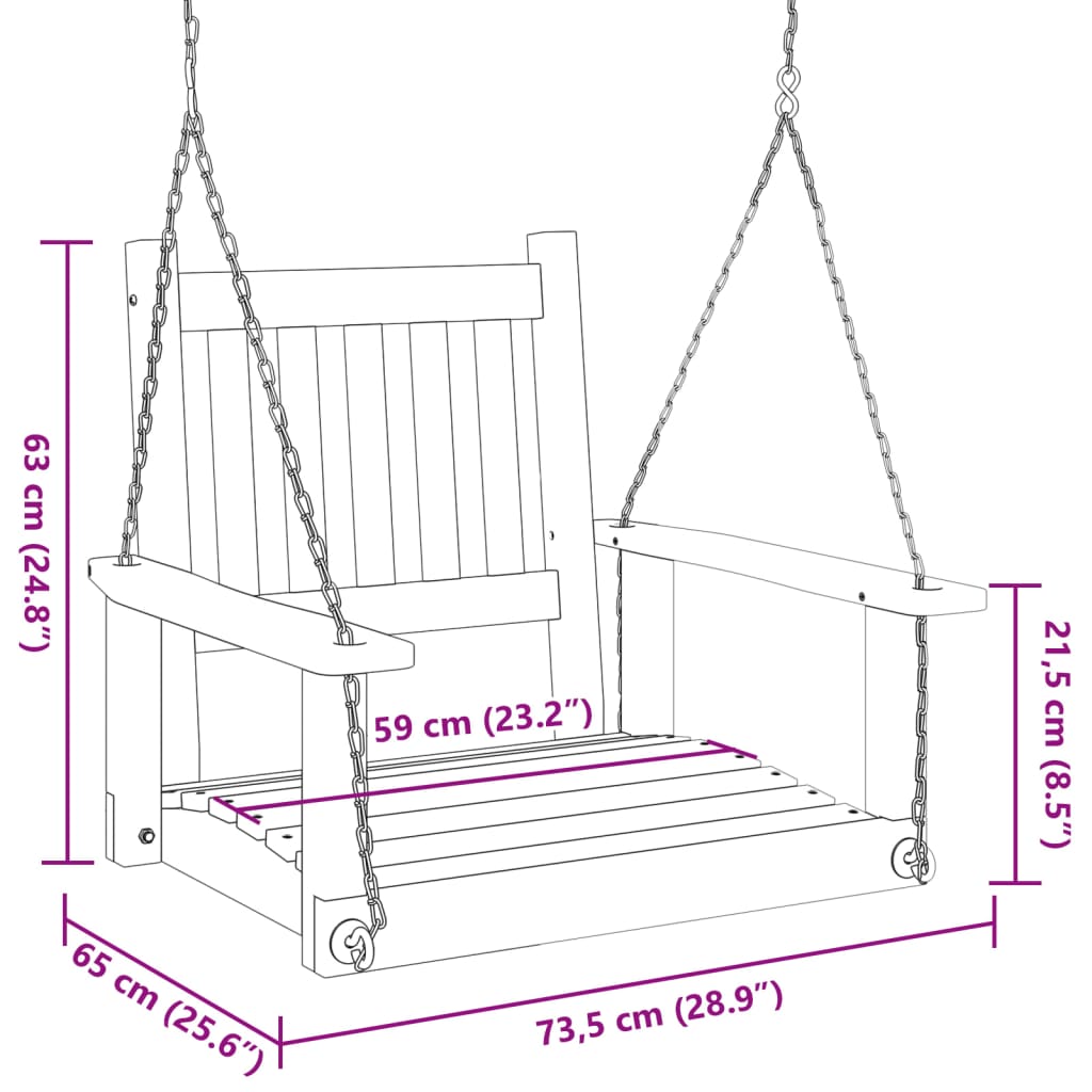 vidaXL Dondolo da Giardino Catene in Metallo Nero in Legno di Abete