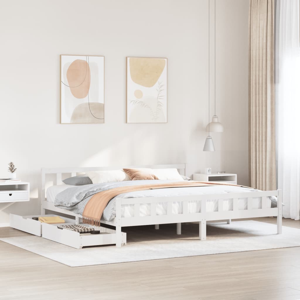 vidaXL Letto senza Materasso Bianco 180x200 cm Legno Massello di Pino