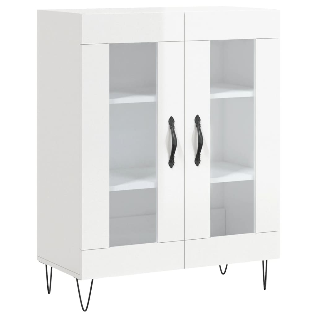 vidaXL Credenza 69,5x34x90 cm in Legno Multistrato Bianco Lucido