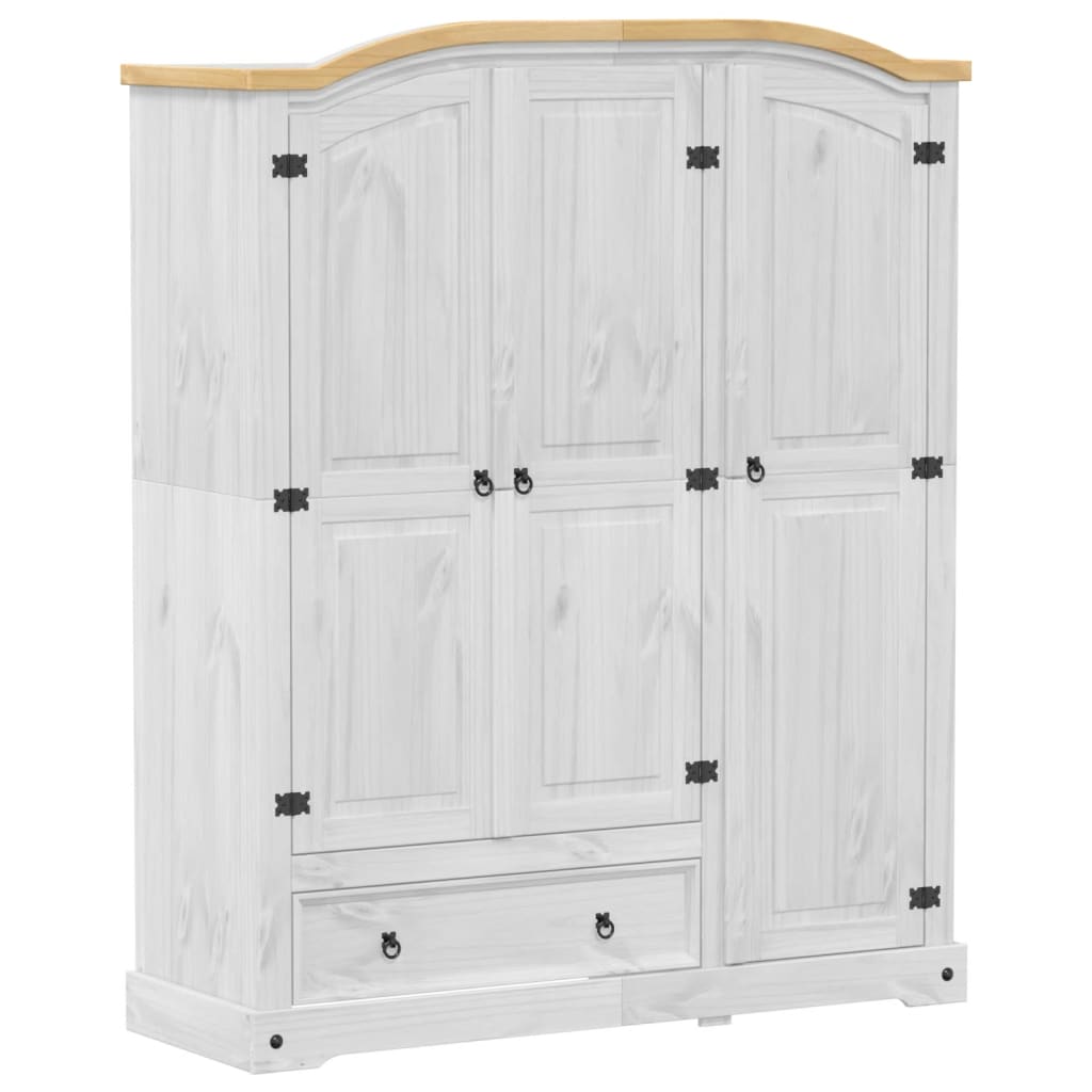 vidaXL Armadio Corona Bianco 151,5x52x186 cm in Legno Massello di Pino