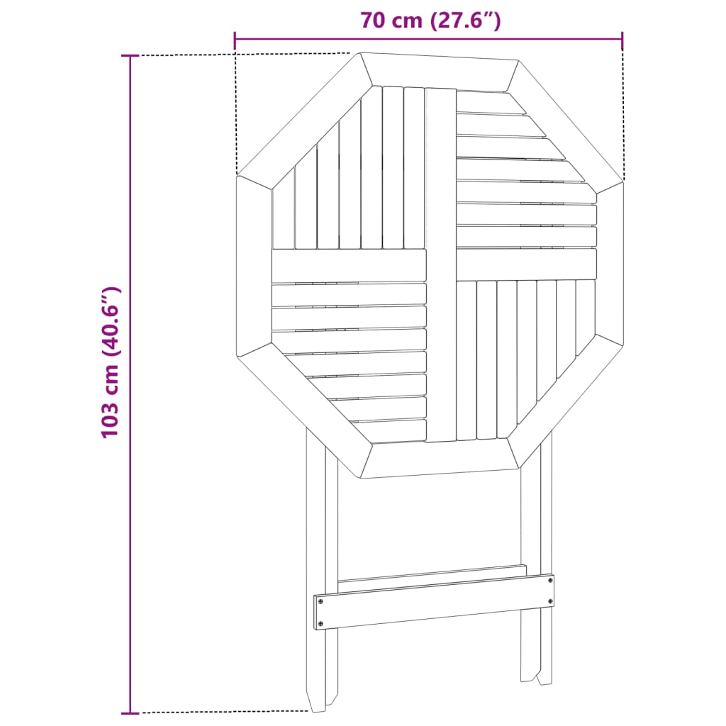 vidaXL Tavolo da Giardino Pieghevole Ø70x75cm Legno Massello di Acacia