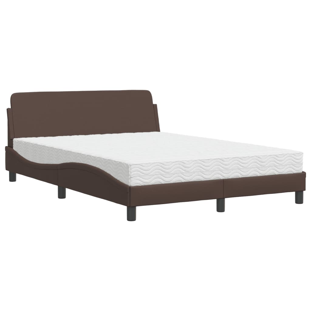 vidaXL Letto con Materasso Marrone 140x200cm in Similpelle