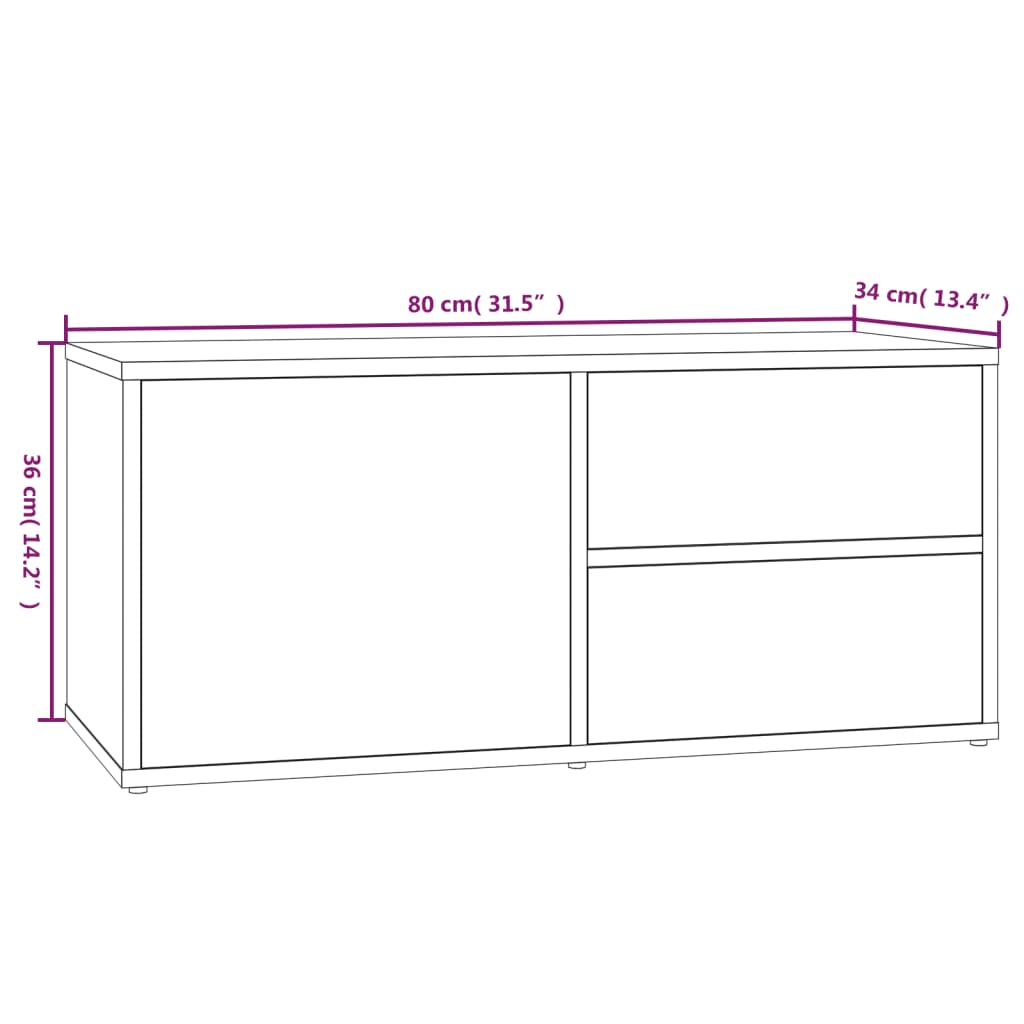 vidaXL Mobile Porta TV Grigio Sonoma 80x34x36 cm in Legno Multistrato