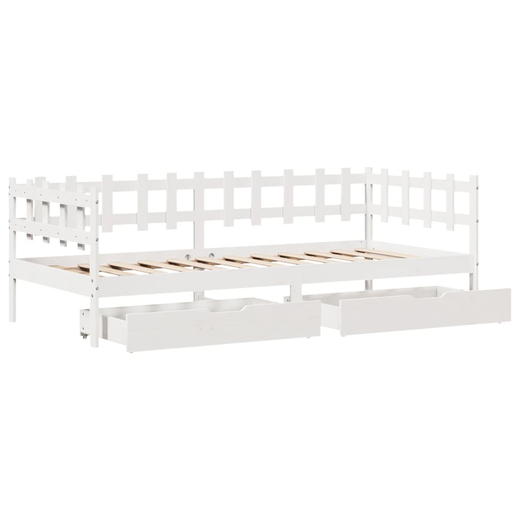 vidaXL Dormeuse con Cassetti Bianco 90x200 cm Legno Massello di Pino