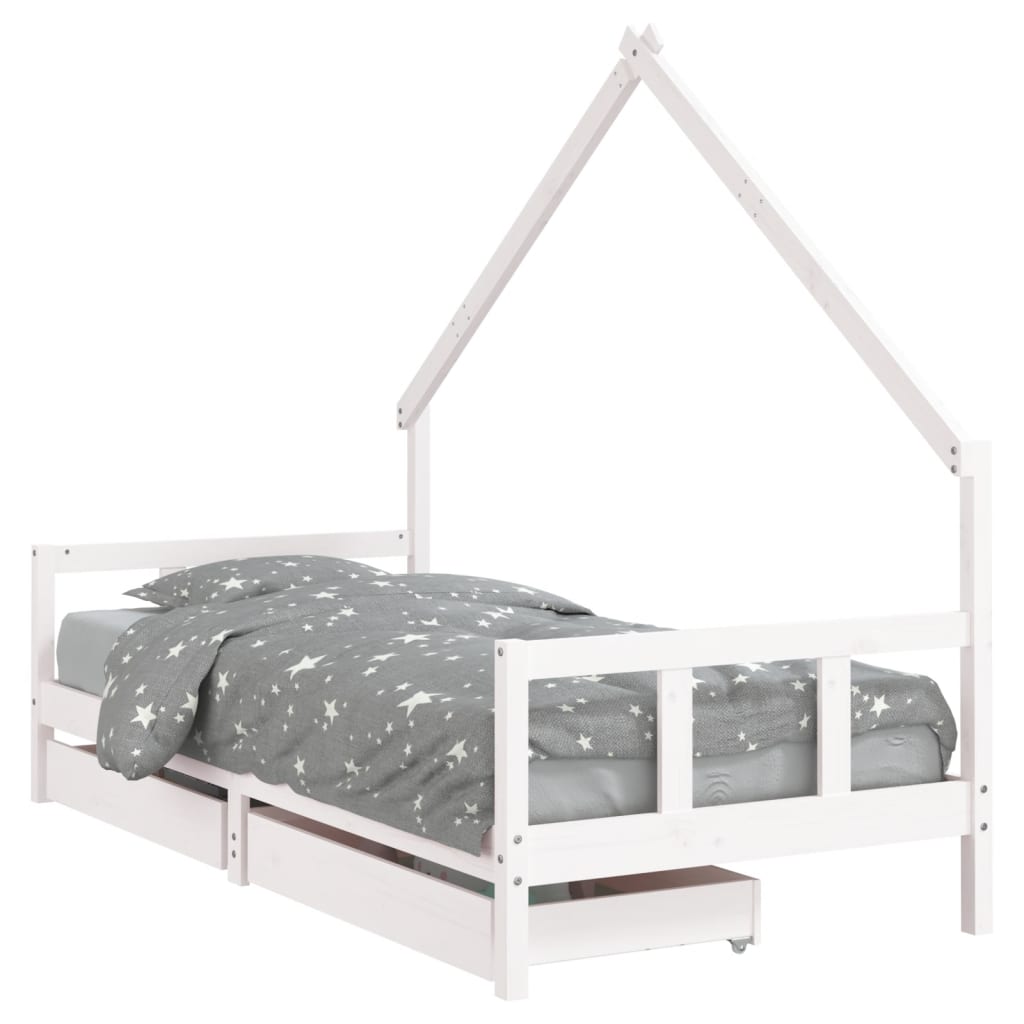 vidaXL Giroletto Bambini con Cassetti Bianco 90x200cm Massello di Pino