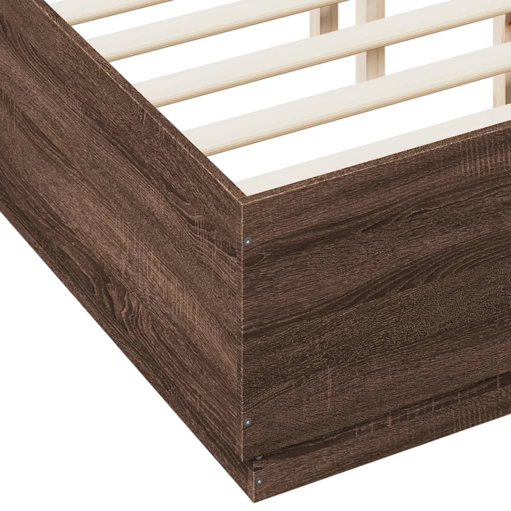 vidaXL Giroletto Luci LED Rovere Marrone 135x190 cm Legno Multistrato