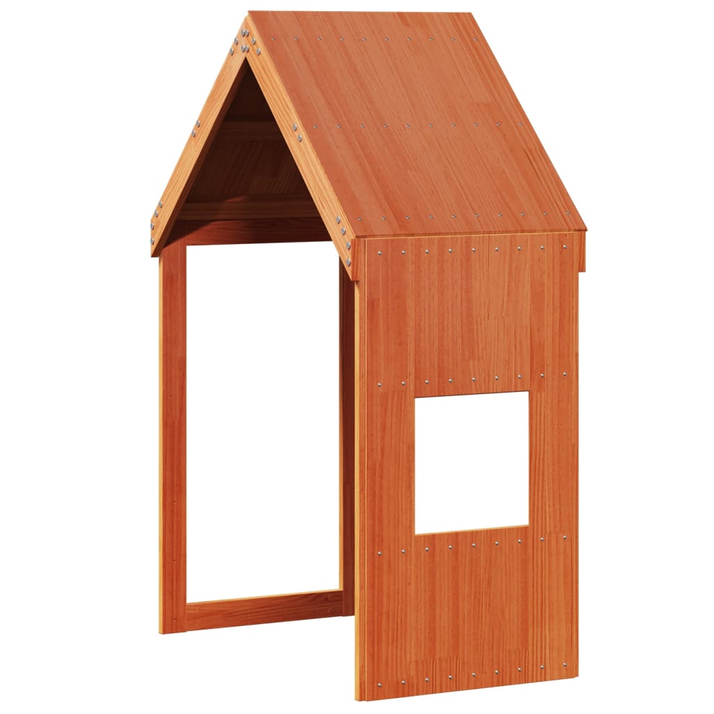 vidaXL Tetto Letto Bambini Marrone Cera 55x84x132 Legno Massello Pino