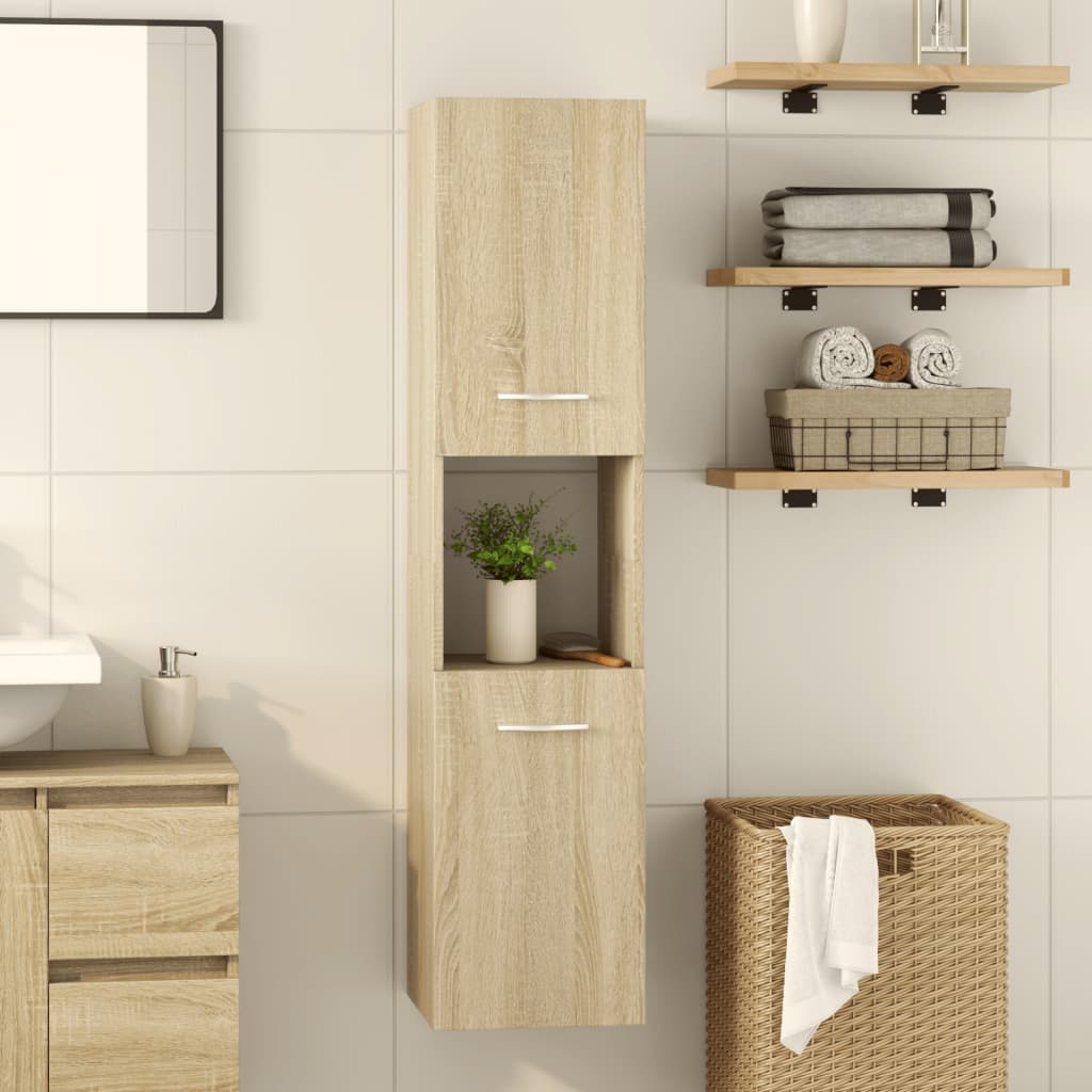 vidaXL Mobile da Bagno Rovere Sonoma 30x30x130 cm in Legno Multistrato