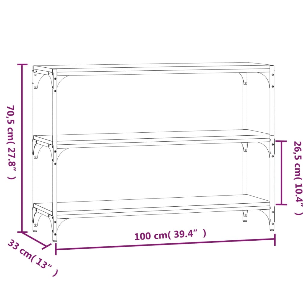 vidaXL Libreria Grigio Sonoma 100x33x70,5 cm Legno Multistrato Acciaio