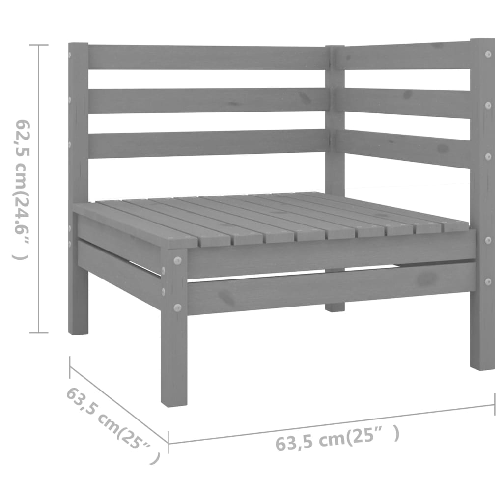 vidaXL Set Salotto da Giardino 6 pz in Legno Massello di Pino Grigio