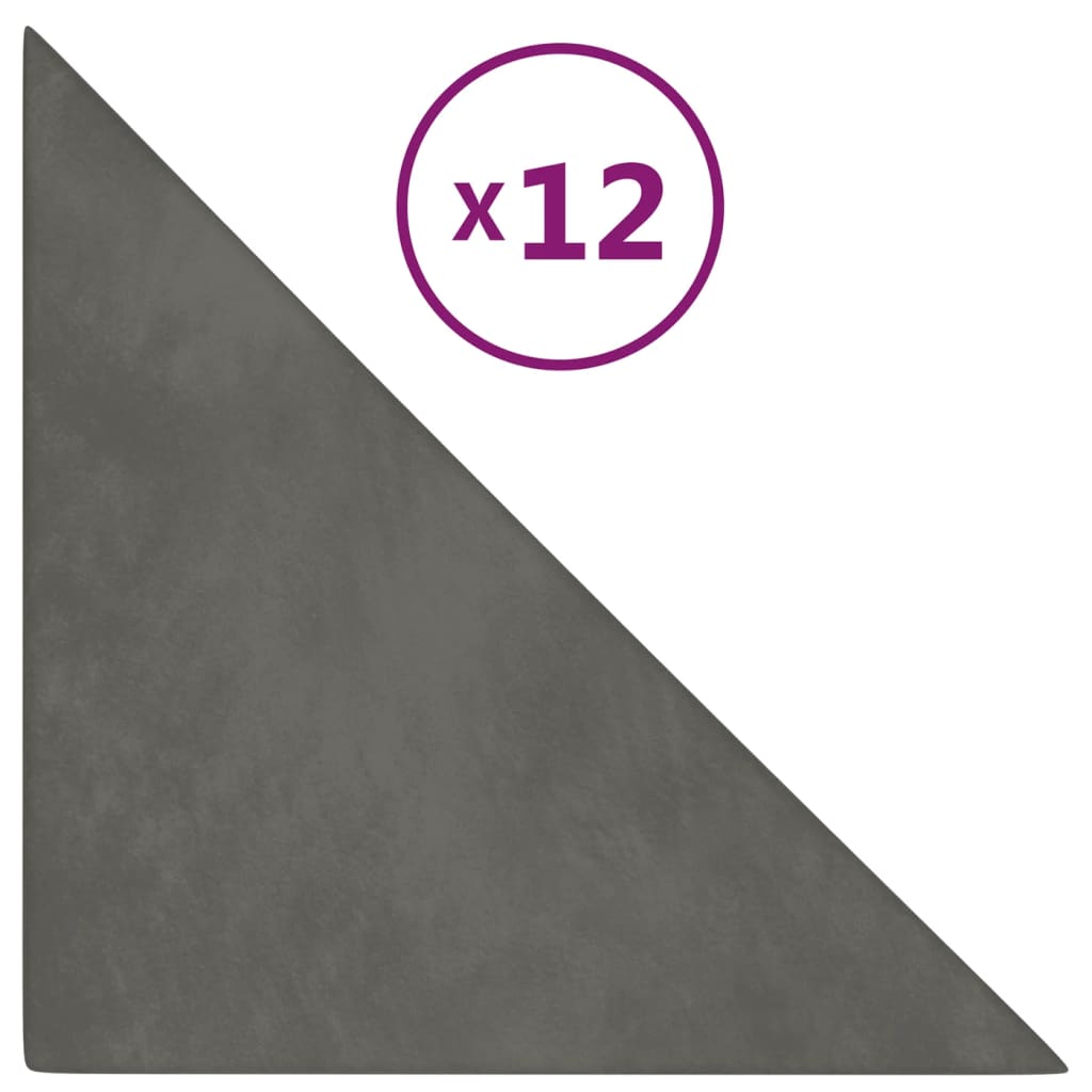 vidaXL Pannelli Murali 12 pz Grigio Scuro 30x30 cm in Velluto 0,54 m²