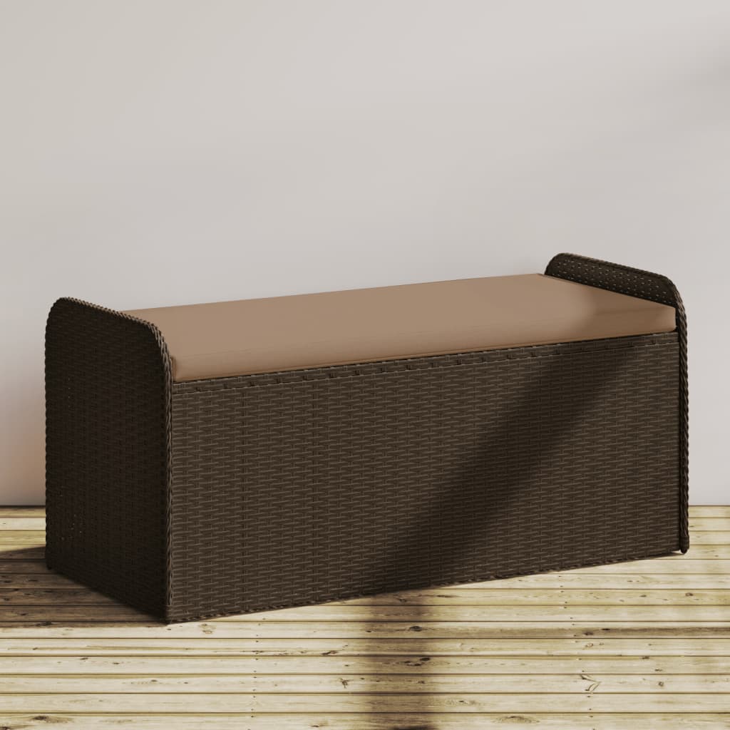 vidaXL Cassapanca con Cuscino Marrone 115x51x52 cm in Polyrattan