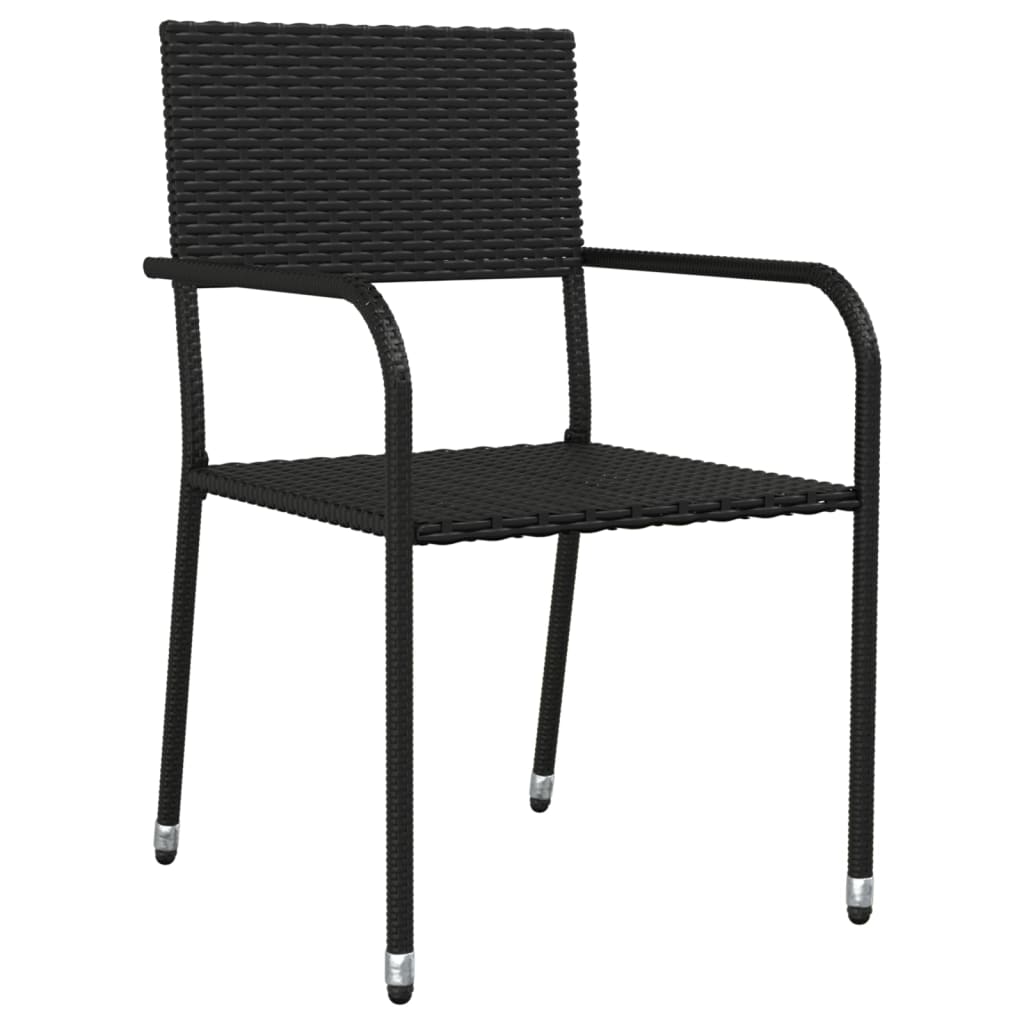 vidaXL Set da Pranzo da Giardino 7 pz Nero in Polyrattan e Acciaio