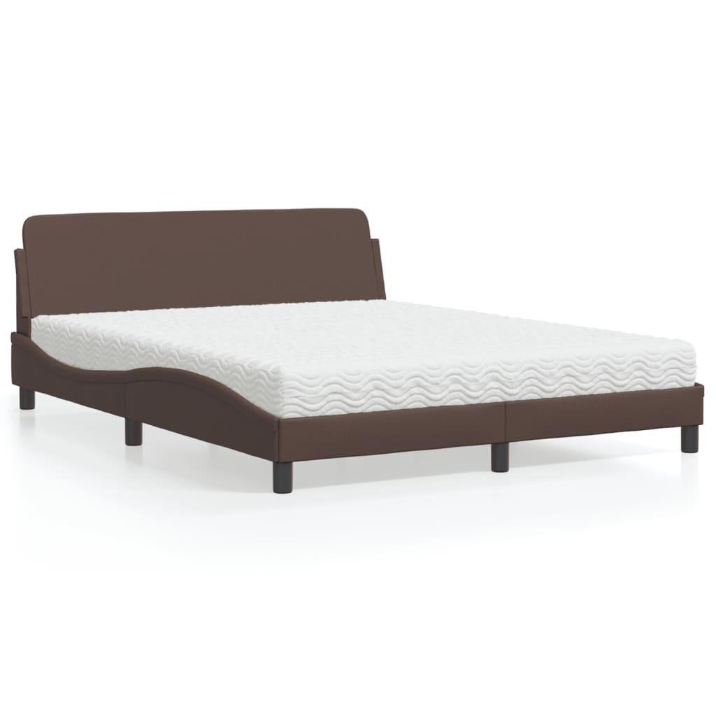 vidaXL Letto con Materasso Marrone 160x200cm in Similpelle