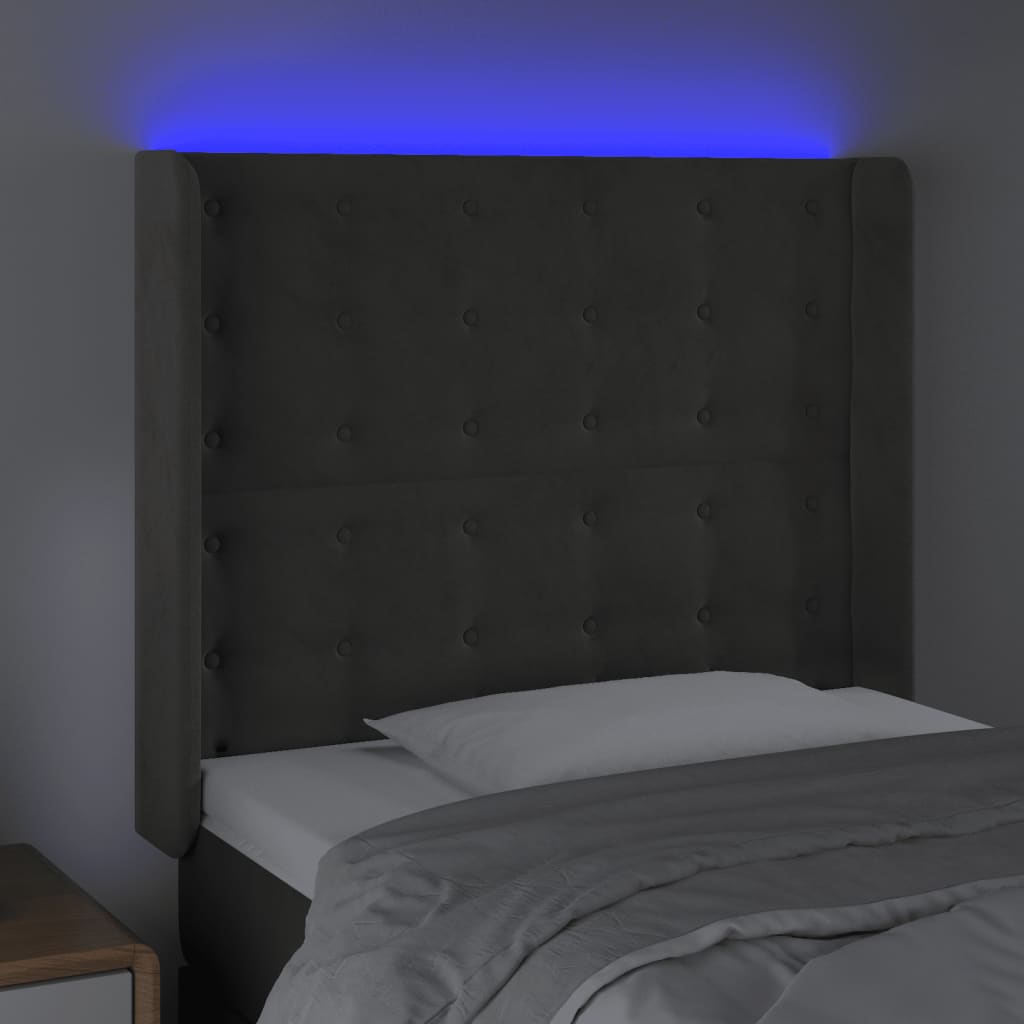 vidaXL Testiera a LED Grigio Scuro 83x16x118/128 cm in Velluto