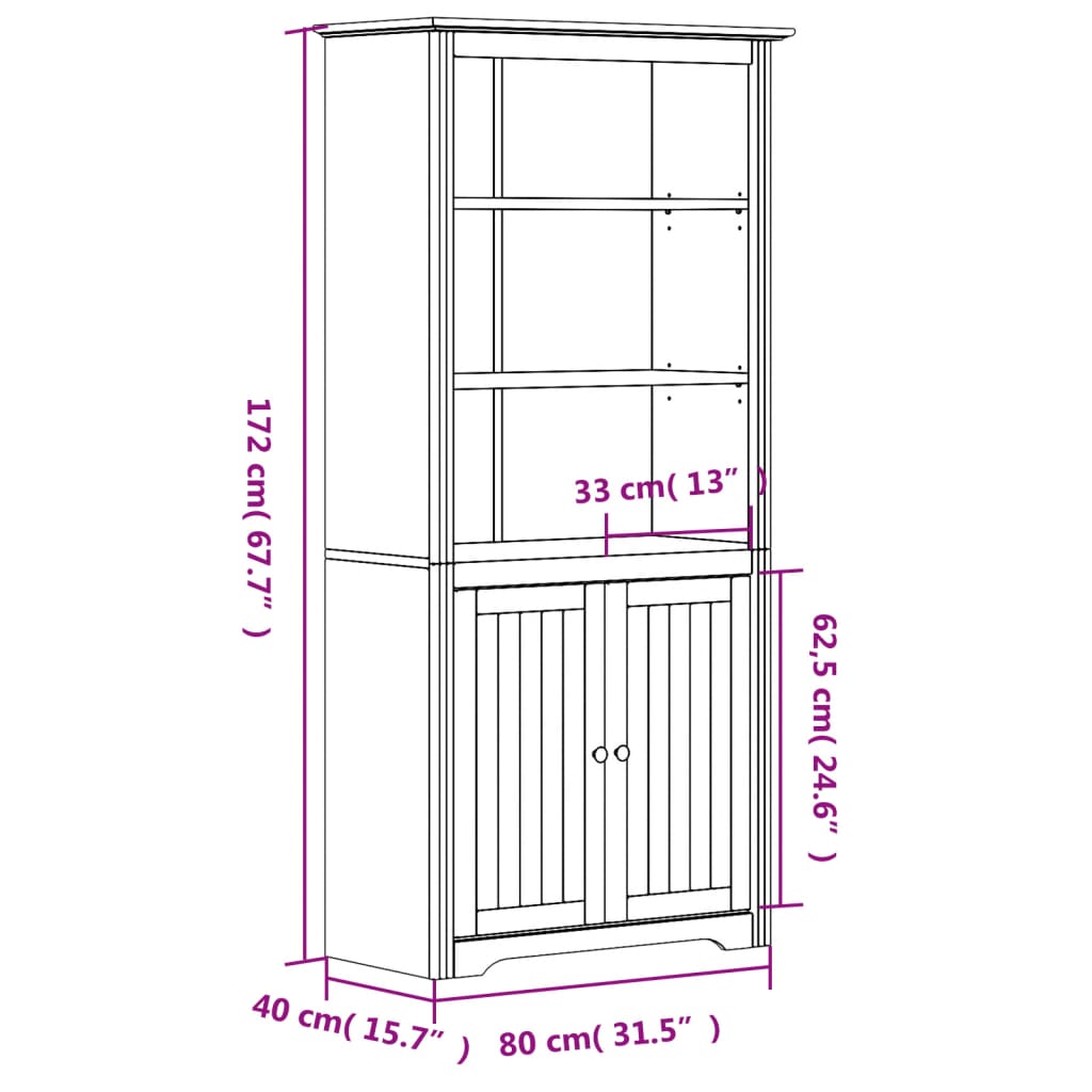 vidaXL Libreria BODO 82x40x173 cm in Legno Massello di Pino Grigio