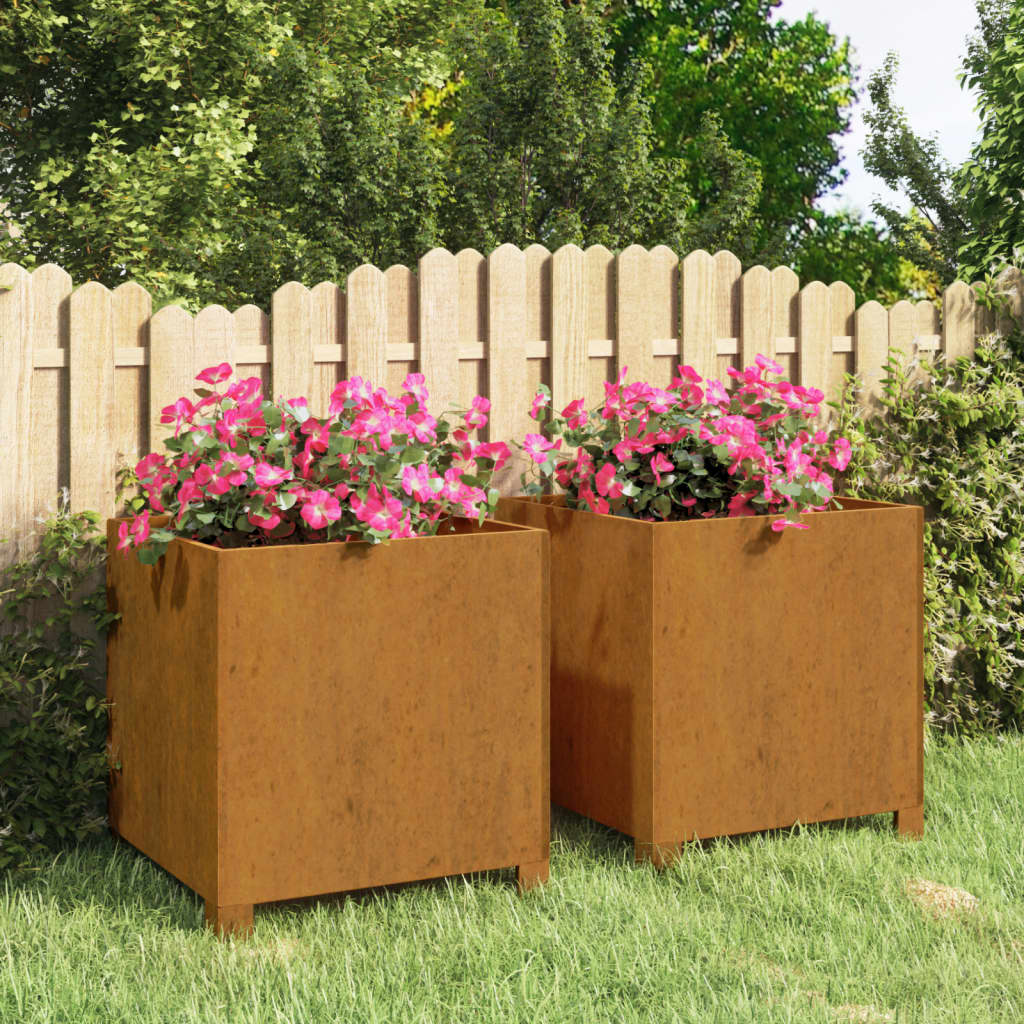 vidaXL Fioriere con Gambe 2pz Ruggine 42x40x43 cm Acciaio Corten