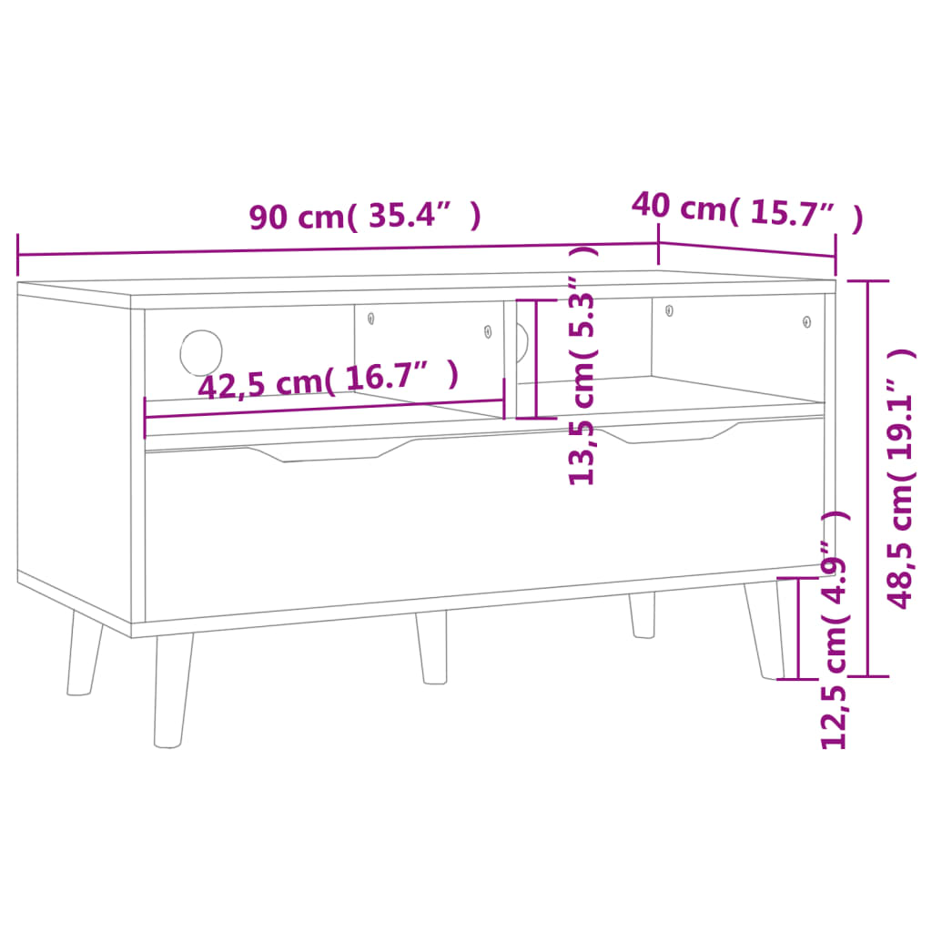 vidaXL Mobile Porta TV Rovere Sonoma 90x40x48,5 cm Legno Multistrato