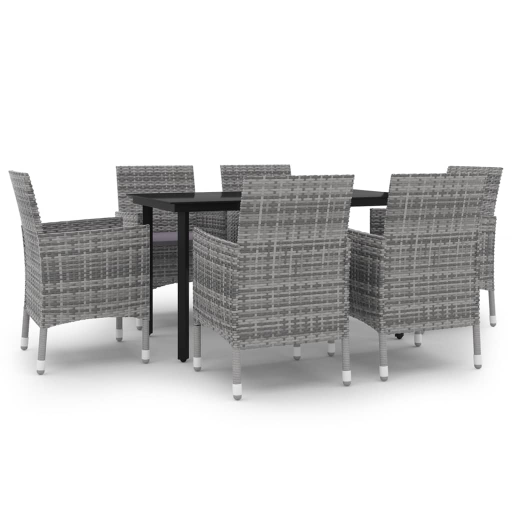 vidaXL Set da Pranzo da Giardino 7 pz con Cuscini Polyrattan e Vetro