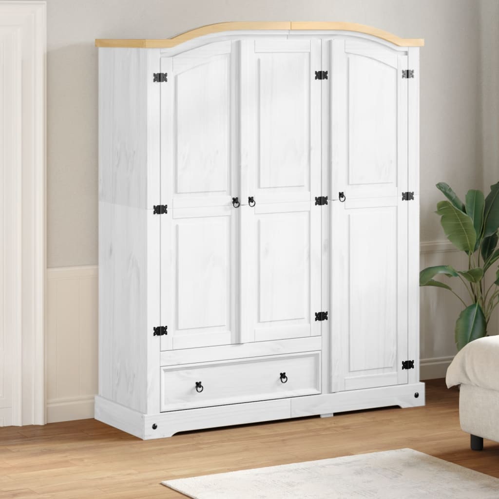 vidaXL Armadio Corona Bianco 151,5x52x186 cm in Legno Massello di Pino