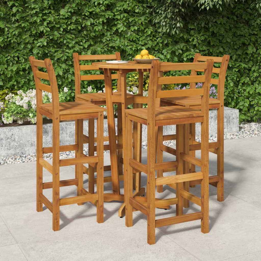 vidaXL Set da Bar da Giardino 5 pz in Legno Massello di Acacia