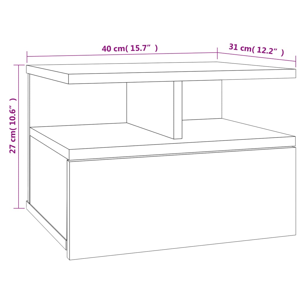 vidaXL Comodini Pensili Rovere Fumo 2pz 40x31x27 cm Legno Multistrato