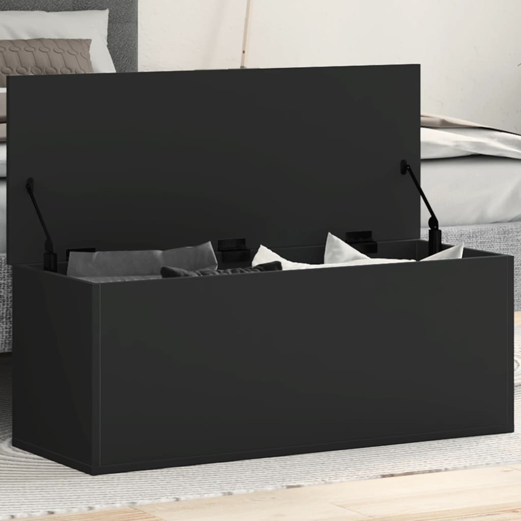 vidaXL Contenitore Portaoggetti Nero 90x35x35 cm in Truciolato