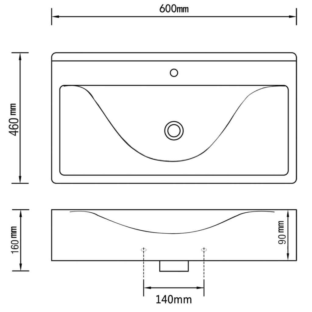 vidaXL Lavandino con Troppopieno 60x46x16 cm in Ceramica Argento