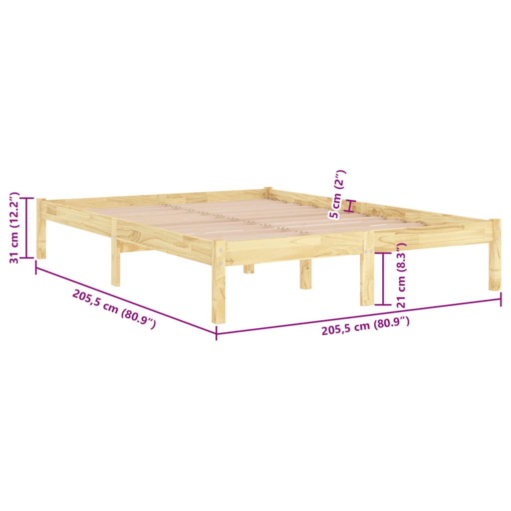 vidaXL Giroletto in Legno Massello di Pino 200x200 cm