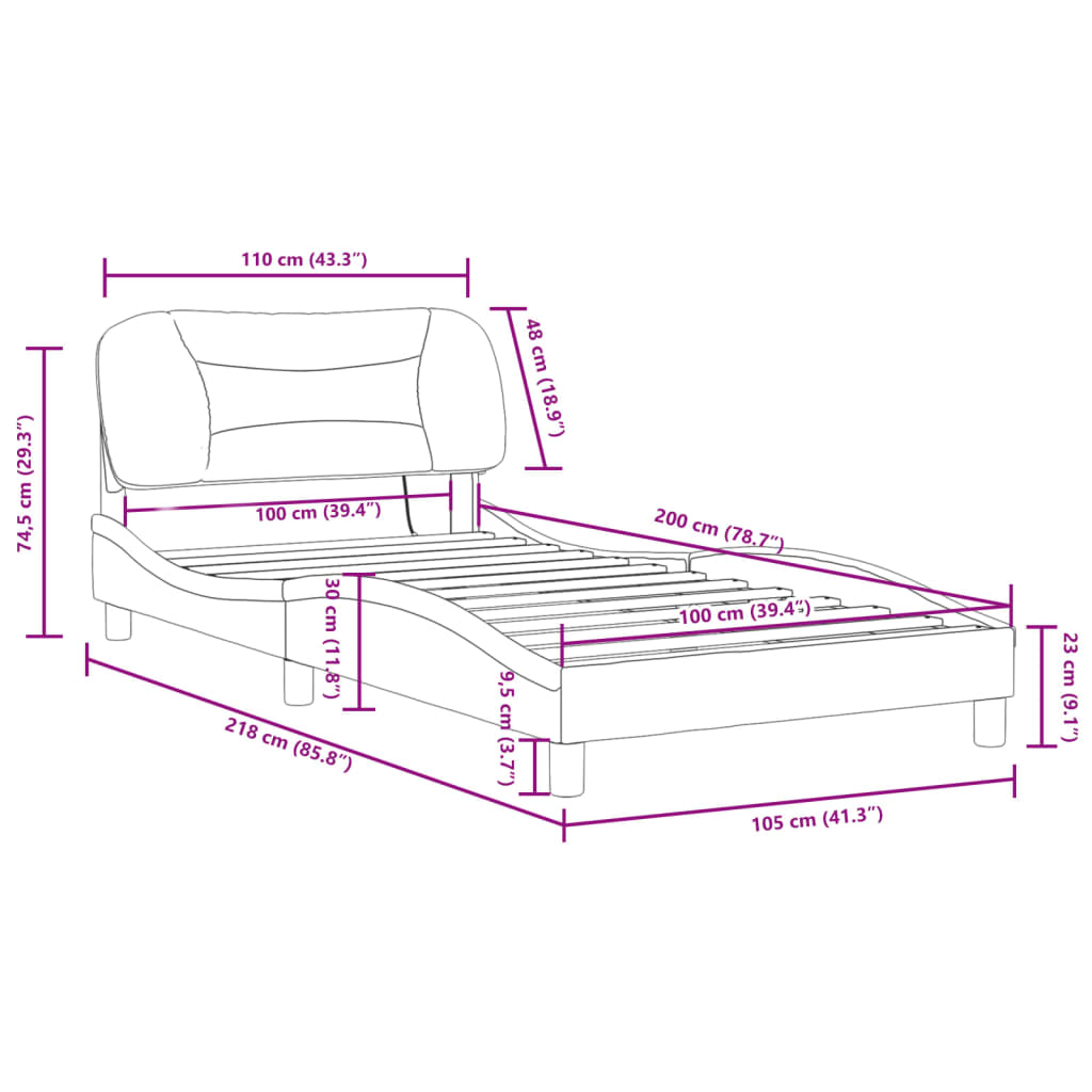 vidaXL Giroletto con Luci LED Nero e Bianco 100x200 cm in Similpelle