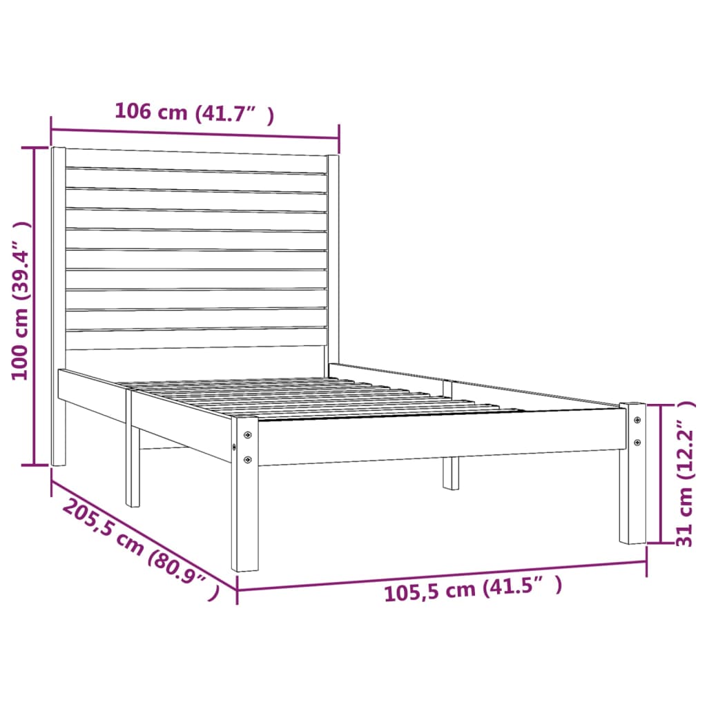 vidaXL Giroletto Bianco in Legno Massello 100x200 cm