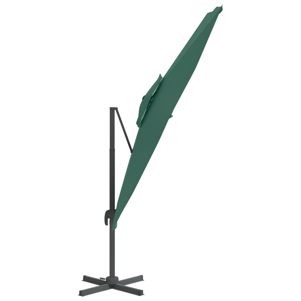 vidaXL Ombrellone a Sbalzo Doppio Piano Verde 400x300 cm