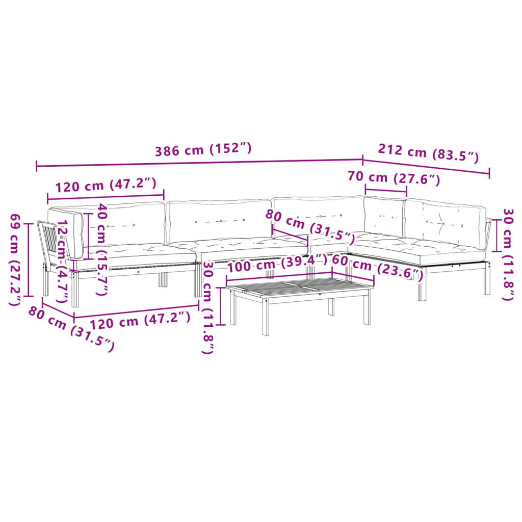 vidaXL Set Divano Pallet Giardino 5pz con Cuscini Massello Acacia