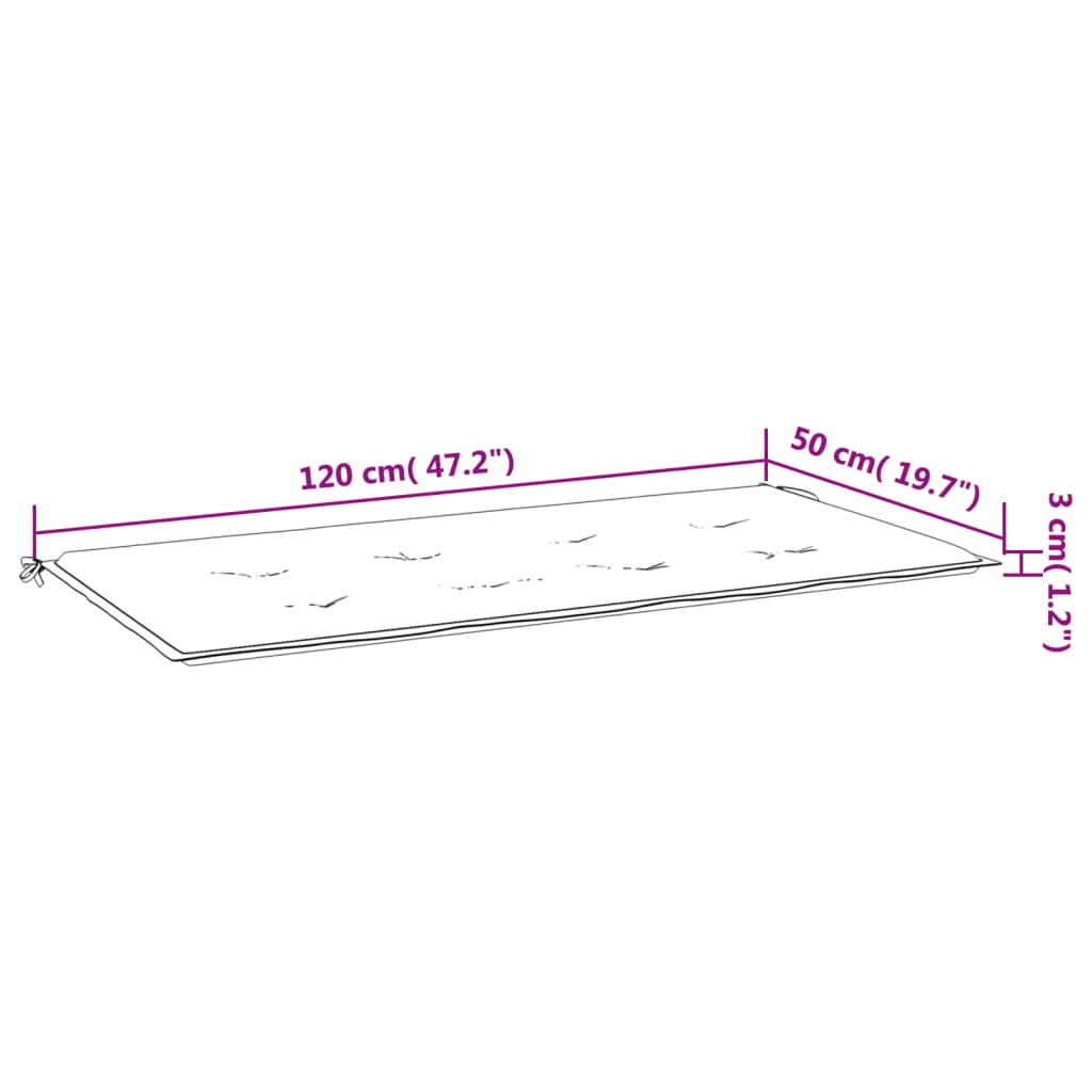 vidaXL Cuscino per Panca a Foglie 120x50x3 cm in Tessuto Oxford