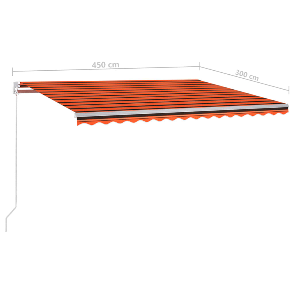 vidaXL Tenda da Sole Retrattile Automatica Pali 4,5x3m Arancio Marrone