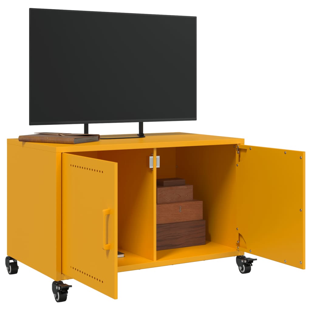 vidaXL Mobile TV Giallo Senape 68x39x43,5 cm in Acciaio