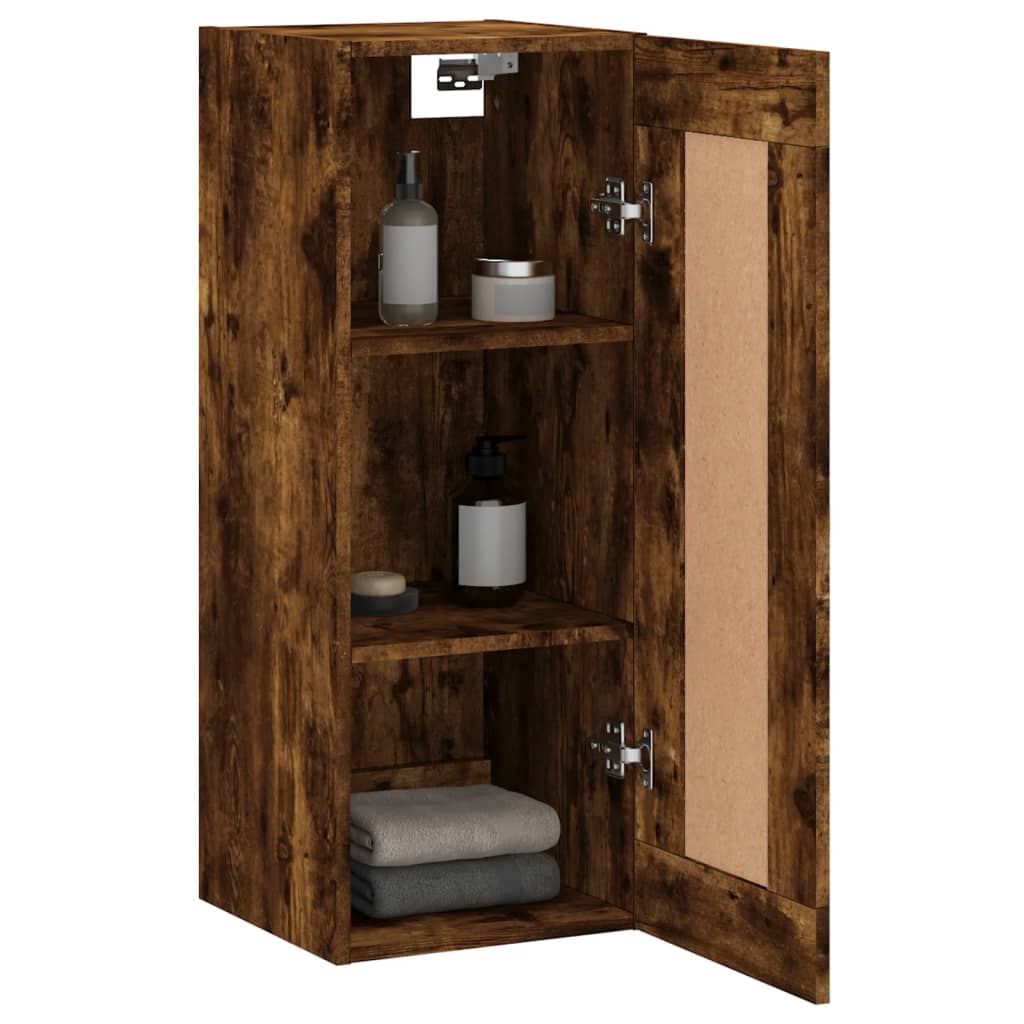 vidaXL Mobile a Parete Rovere Fumo 34,5x34x90 cm in Legno Multistrato