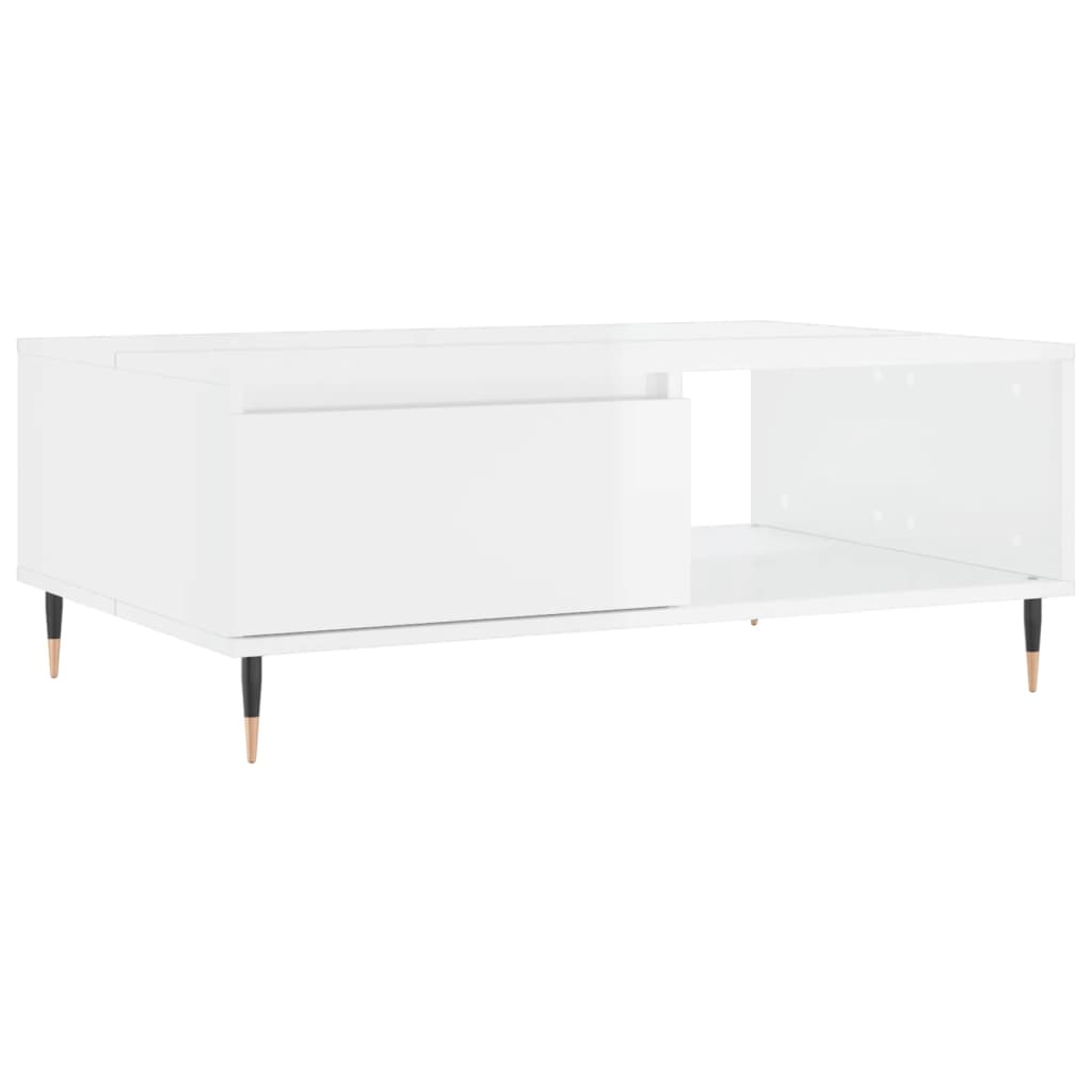 vidaXL Tavolino Salotto Bianco Lucido 90x60x35 cm in Legno Multistrato