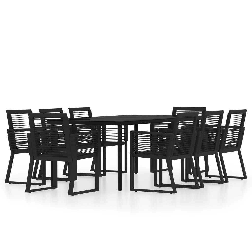 vidaXL Set da Pranzo per Giardino 9 pz con Cuscini Nero