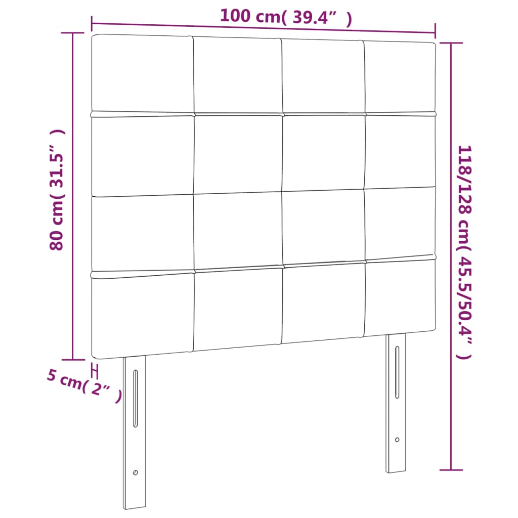 vidaXL Testiera a LED Tortora 100x5x118/128 cm in Tessuto