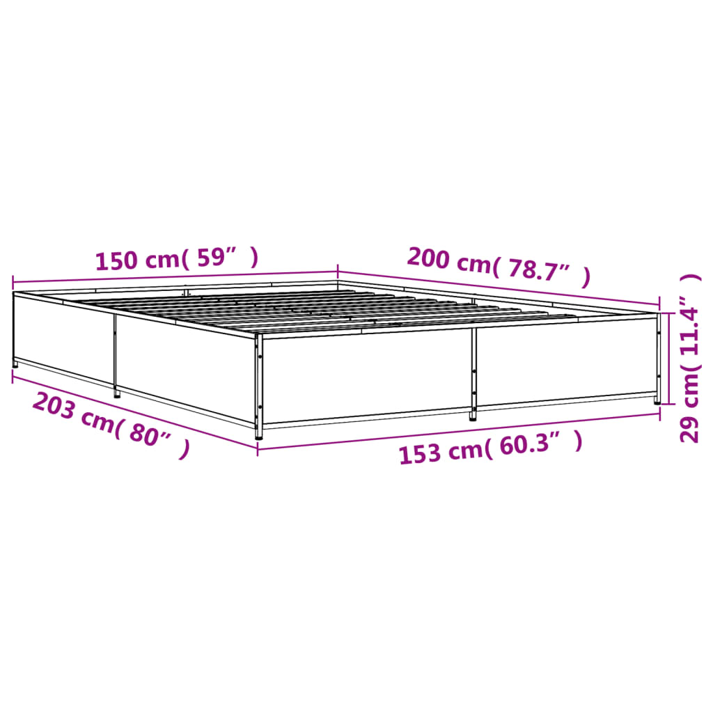 vidaXL Giroletto Rovere Fumo 150x200 cm in Legno Multistrato Metallo