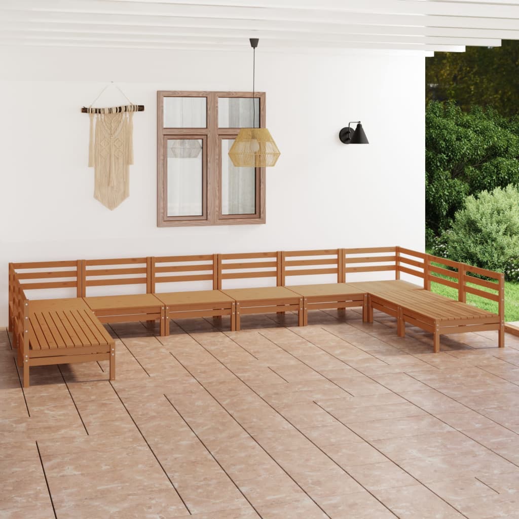 vidaXL Set Salotto da Giardino 10 pz in Legno Massello di Pino Miele